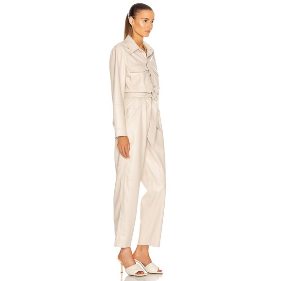 Nanushka Women's Ashton Jumpsuit Vegan Leather Creme Size Medium - Picture 2 of 7